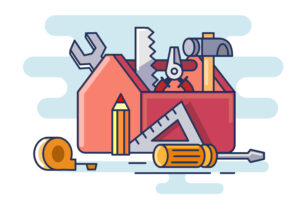 flat wooden toolbox Vector illustration of flat wooden design toolbox