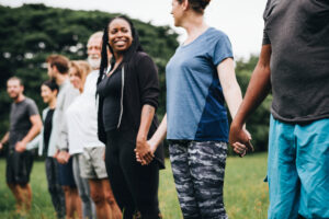 Happy diverse people enjoying in the park Happy diverse people enjoying in the park